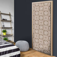 Beige Palaka Quilt Hawaii Door Cover Hawaiian Tropical Monstera Sea Turtle LT14 - Polynesian Pride