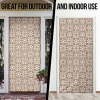 Beige Palaka Quilt Hawaii Door Cover Hawaiian Tropical Monstera Sea Turtle LT14 - Polynesian Pride