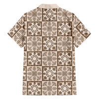 Beige Palaka Quilt Hawaii Family Matching Summer Maxi Dress and Hawaiian Shirt Hawaiian Tropical Monstera Sea Turtle LT14 - Polynesian Pride
