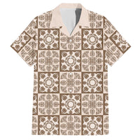 Beige Palaka Quilt Hawaii Hawaiian Shirt Hawaiian Tropical Monstera Sea Turtle LT14 Beige - Polynesian Pride
