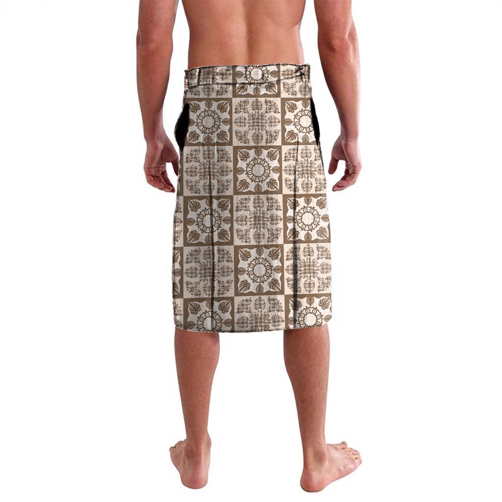 Beige Palaka Quilt Hawaii Lavalava Hawaiian Tropical Monstera Sea Turtle