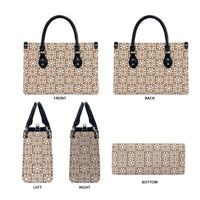 Beige Palaka Quilt Hawaii Leather Bag Hawaiian Tropical Monstera Sea Turtle LT14 - Polynesian Pride