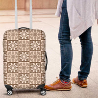 Beige Palaka Quilt Hawaii Luggage Cover Hawaiian Tropical Monstera Sea Turtle LT14 Beige - Polynesian Pride