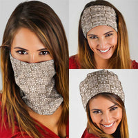 Beige Palaka Quilt Hawaii Neck Gaiter Hawaiian Tropical Monstera Sea Turtle LT14 - Polynesian Pride