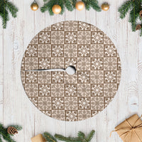 Beige Palaka Quilt Hawaii Tree Skirt Hawaiian Tropical Monstera Sea Turtle