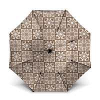 Beige Palaka Quilt Hawaii Umbrella Hawaiian Tropical Monstera Sea Turtle LT14 One Size Folded 11.42 inch Opened Diameter 37.4 inch Beige - Polynesian Pride