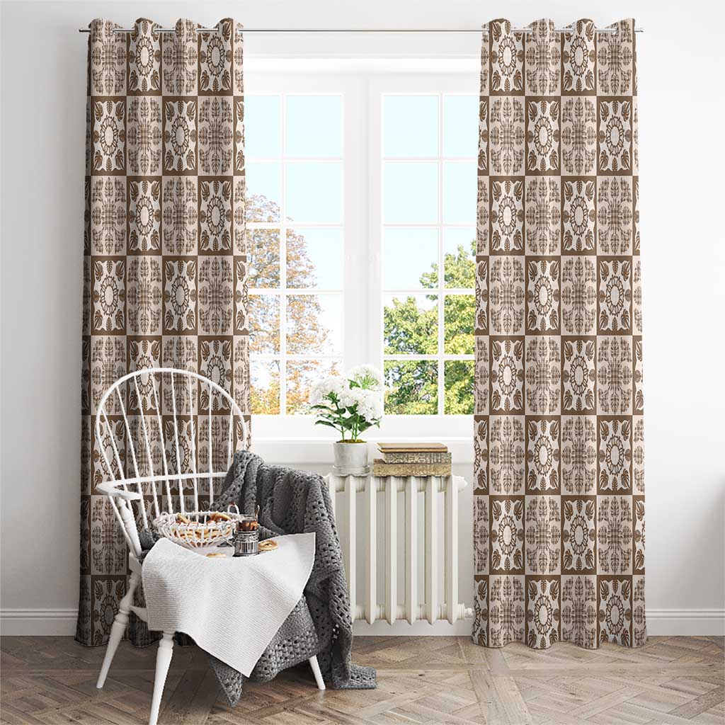 Beige Palaka Quilt Hawaii Window Curtain Hawaiian Tropical Monstera Sea Turtle LT14 - Polynesian Pride