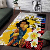 Personalised Philippines Women's Day Area Rug Filipino Golden Sun With Polynesian Pattern