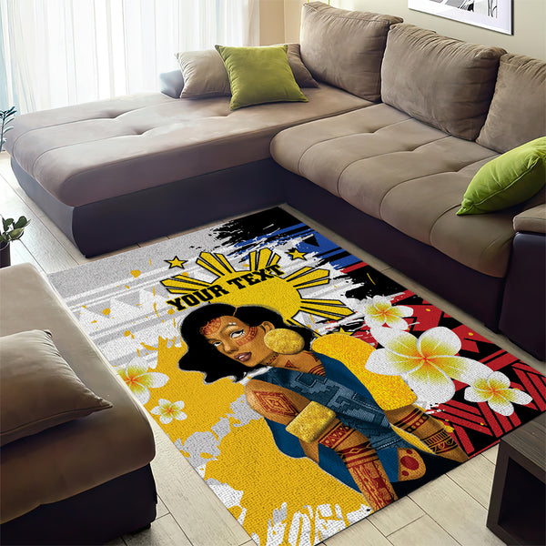 Personalised Philippines Women's Day Area Rug Filipino Golden Sun With ...