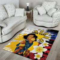 Personalised Philippines Women's Day Area Rug Filipino Golden Sun With Polynesian Pattern
