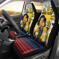 Personalised Philippines Women's Day Car Seat Cover Filipino Golden Sun With Polynesian Pattern