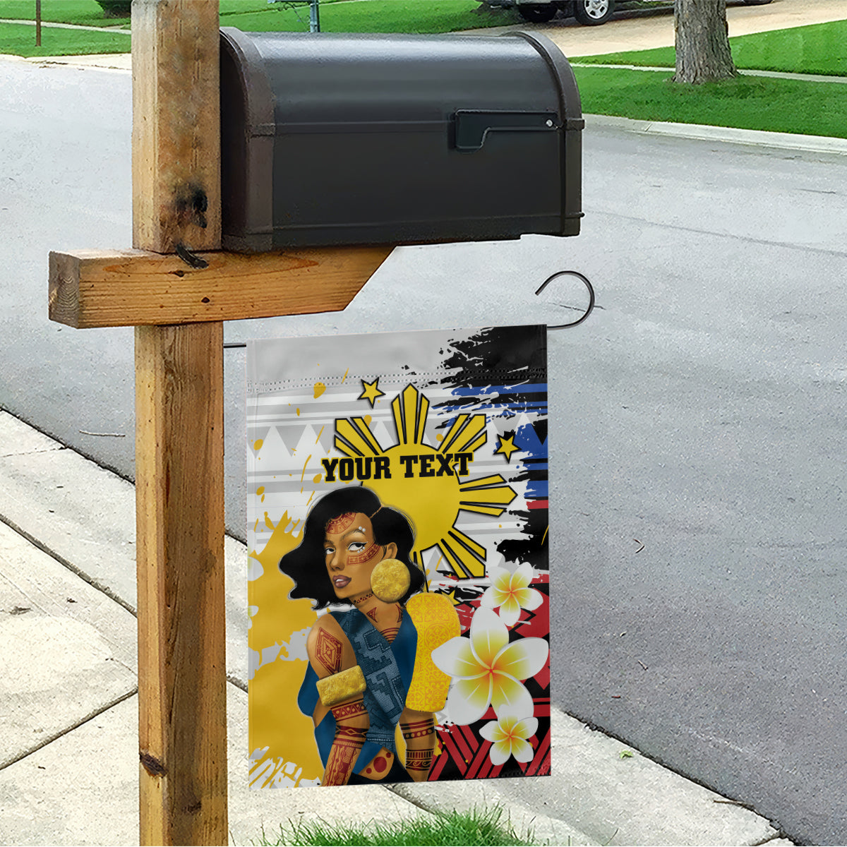 Personalised Philippines Women's Day Garden Flag Filipino Golden Sun With Polynesian Pattern