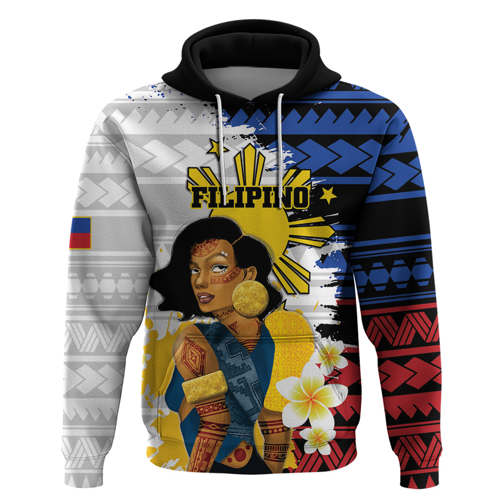 Personalised Philippines Women's Day Hoodie Filipino Golden Sun With Polynesian Pattern LT14 Pullover Hoodie Red - Polynesian Pride