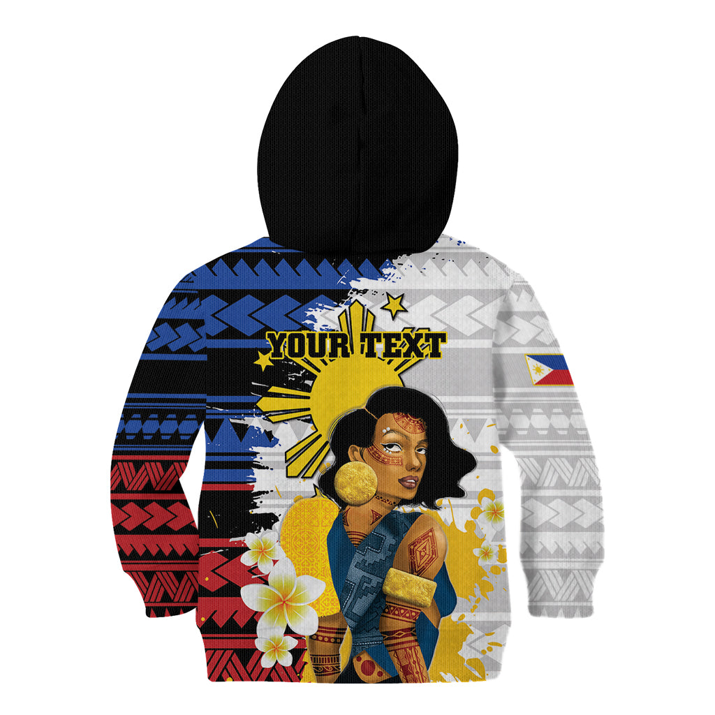 Personalised Philippines Women's Day Kid Hoodie Filipino Golden Sun With Polynesian Pattern LT14 - Polynesian Pride