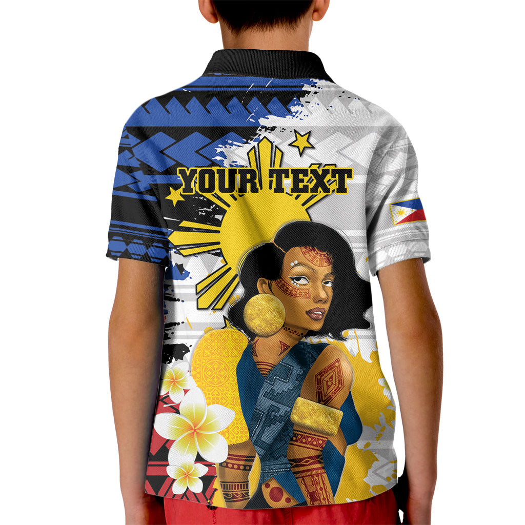 Personalised Philippines Women's Day Kid Polo Shirt Filipino Golden Sun With Polynesian Pattern LT14 - Polynesian Pride