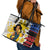 Personalised Philippines Women's Day Leather Tote Bag Filipino Golden Sun With Polynesian Pattern