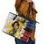 Personalised Philippines Women's Day Leather Tote Bag Filipino Golden Sun With Polynesian Pattern