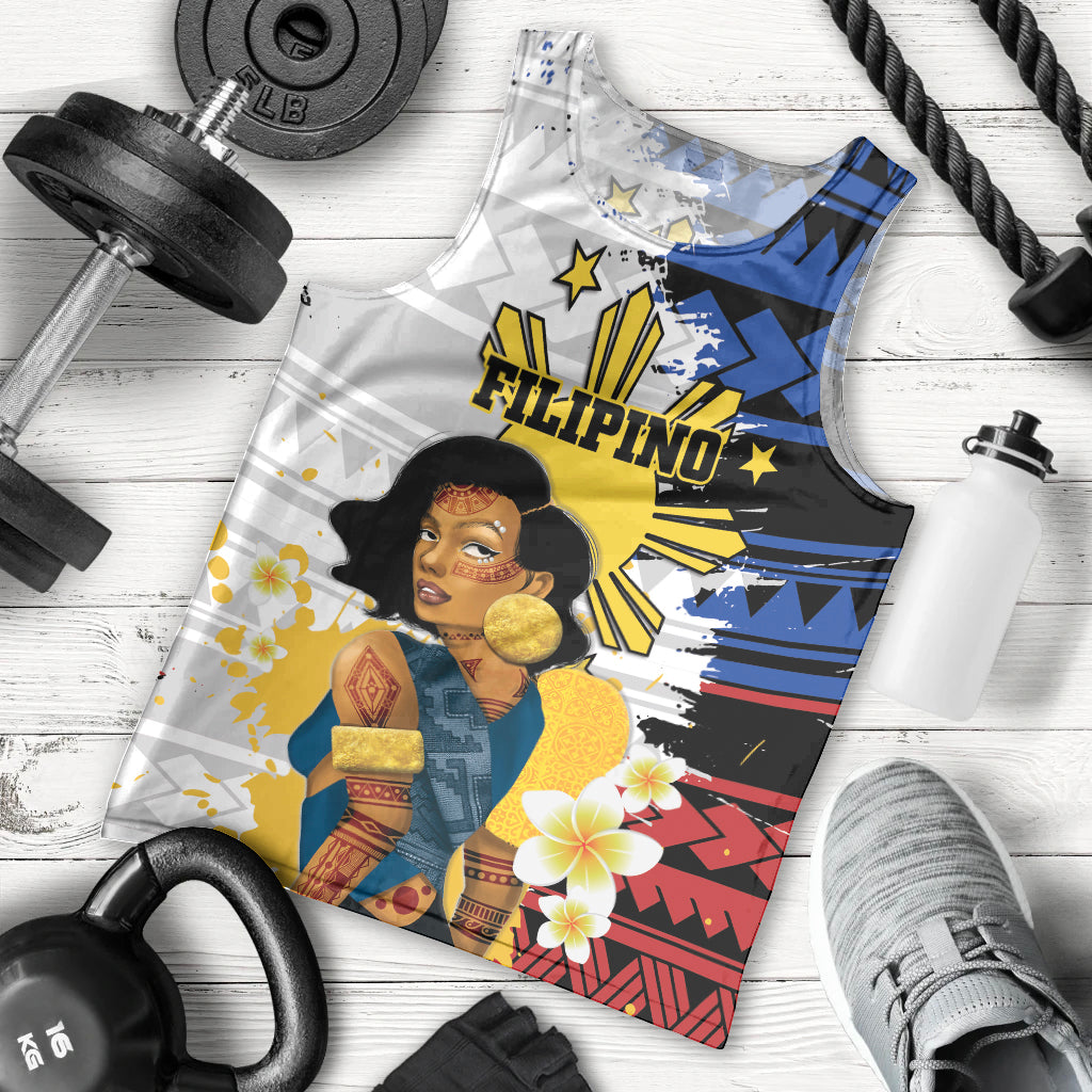 Personalised Philippines Women's Day Men Tank Top Filipino Golden Sun With Polynesian Pattern LT14 - Polynesian Pride