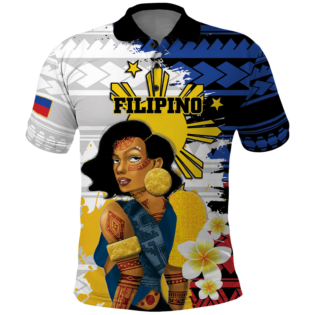 Personalised Philippines Women's Day Polo Shirt Filipino Golden Sun With Polynesian Pattern LT14 Red - Polynesian Pride