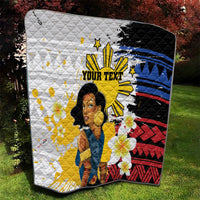 Personalised Philippines Women's Day Quilt Filipino Golden Sun With Polynesian Pattern