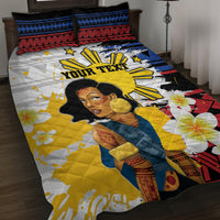 Personalised Philippines Women's Day Quilt Bed Set Filipino Golden Sun With Polynesian Pattern