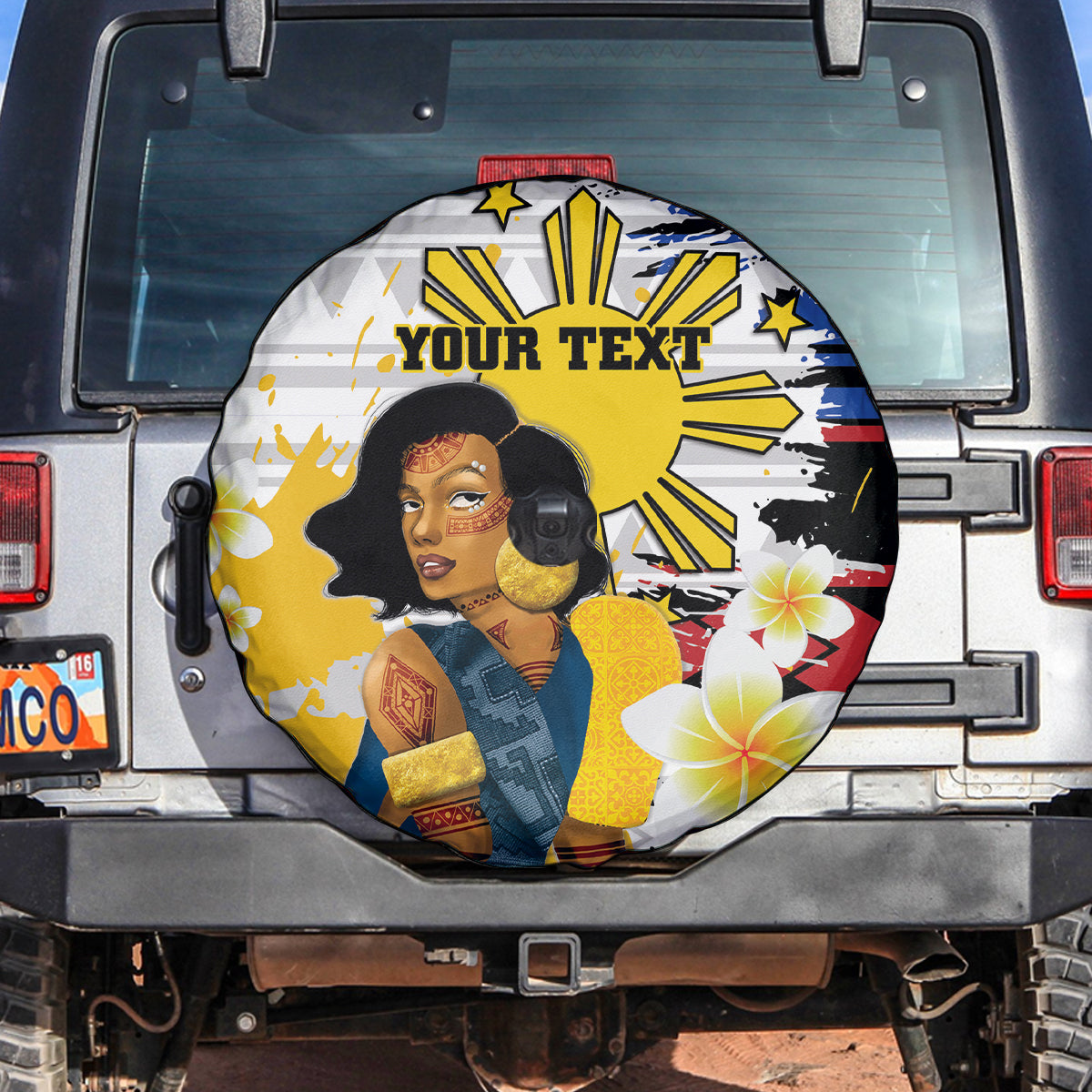Personalised Philippines Women's Day Spare Tire Cover Filipino Golden Sun With Polynesian Pattern LT14 Red - Polynesian Pride