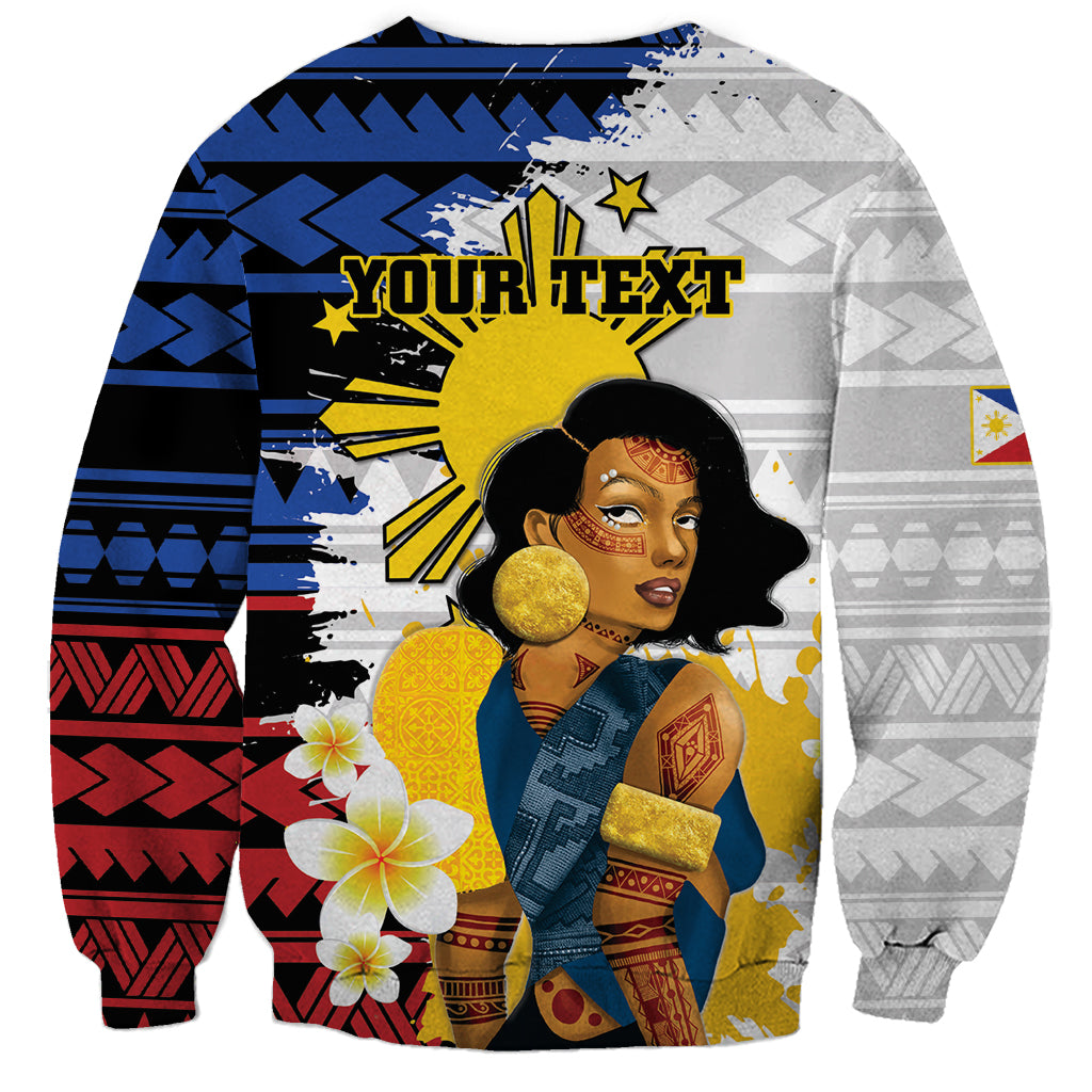 Personalised Philippines Women's Day Sweatshirt Filipino Golden Sun With Polynesian Pattern LT14 - Polynesian Pride