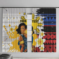 Personalised Philippines Women's Day Window Curtain Filipino Golden Sun With Polynesian Pattern LT14 With Hooks Red - Polynesian Pride