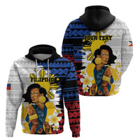 Personalised Philippines Women's Day Zip Hoodie Filipino Golden Sun With Polynesian Pattern LT14 - Polynesian Pride