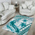 Cyan Polynesia Area Rug Polynesian Turtle Shark Tattoo Tropical Vintage