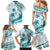 Cyan Polynesia Family Matching Mermaid Dress and Hawaiian Shirt Polynesian Turtle Shark Tattoo Tropical Vintage LT14 - Polynesian Pride