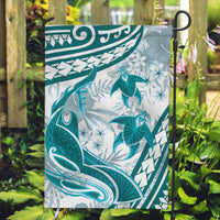 Cyan Polynesia Garden Flag Polynesian Turtle Shark Tattoo Tropical Vintage