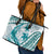 Cyan Polynesia Leather Tote Bag Polynesian Turtle Shark Tattoo Tropical Vintage