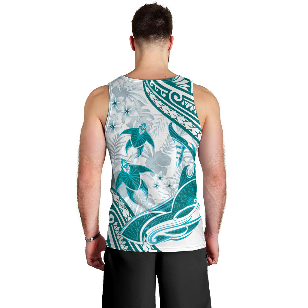Cyan Polynesia Men Tank Top Polynesian Turtle Shark Tattoo Tropical Vintage LT14 - Polynesian Pride