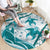 Cyan Polynesia Round Carpet Polynesian Turtle Shark Tattoo Tropical Vintage