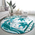 Cyan Polynesia Round Carpet Polynesian Turtle Shark Tattoo Tropical Vintage