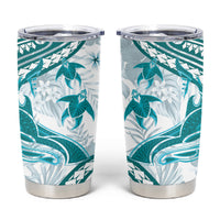 Cyan Polynesia Tumbler Cup Polynesian Turtle Shark Tattoo Tropical Vintage