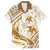 Gold Polynesia Family Matching Off Shoulder Short Dress and Hawaiian Shirt Polynesian Turtle Shark Tattoo Tropical Vintage LT14 Dad's Shirt - Short Sleeve Gold - Polynesian Pride