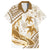 Gold Polynesia Family Matching Short Sleeve Bodycon Dress and Hawaiian Shirt Polynesian Turtle Shark Tattoo Tropical Vintage LT14