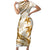 Gold Polynesia Family Matching Short Sleeve Bodycon Dress and Hawaiian Shirt Polynesian Turtle Shark Tattoo Tropical Vintage LT14