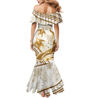 Gold Polynesia Mermaid Dress Polynesian Turtle Shark Tattoo Tropical Vintage LT14 - Polynesian Pride