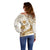 Gold Polynesia Off Shoulder Sweater Polynesian Turtle Shark Tattoo Tropical Vintage LT14 - Polynesian Pride