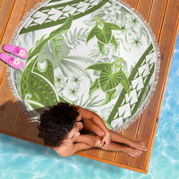 Lime Green Polynesia Beach Blanket Polynesian Turtle Shark Tattoo Tropical Vintage