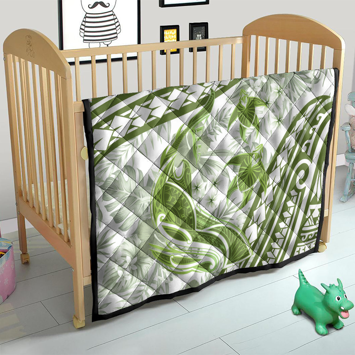 Lime Green Polynesia Quilt Polynesian Turtle Shark Tattoo Tropical Vintage