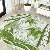 Lime Green Polynesia Round Carpet Polynesian Turtle Shark Tattoo Tropical Vintage LT14 Lime Green - Polynesian Pride