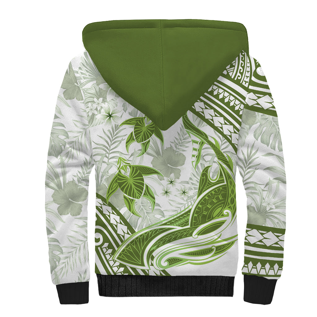 Lime Green Polynesia Sherpa Hoodie Polynesian Turtle Shark Tattoo Tropical Vintage LT14 - Polynesian Pride