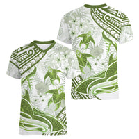 Lime Green Polynesia Women V Neck T Shirt Polynesian Turtle Shark Tattoo Tropical Vintage LT14 - Polynesian Pride