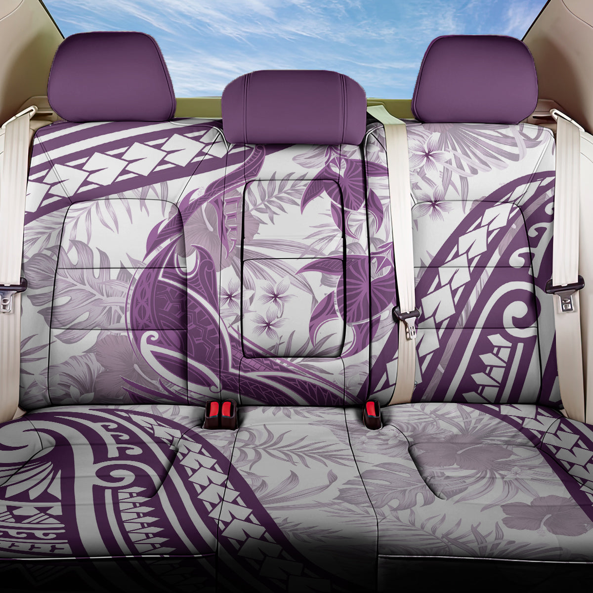 Purple Polynesia Back Car Seat Cover Polynesian Turtle Shark Tattoo Tropical Vintage