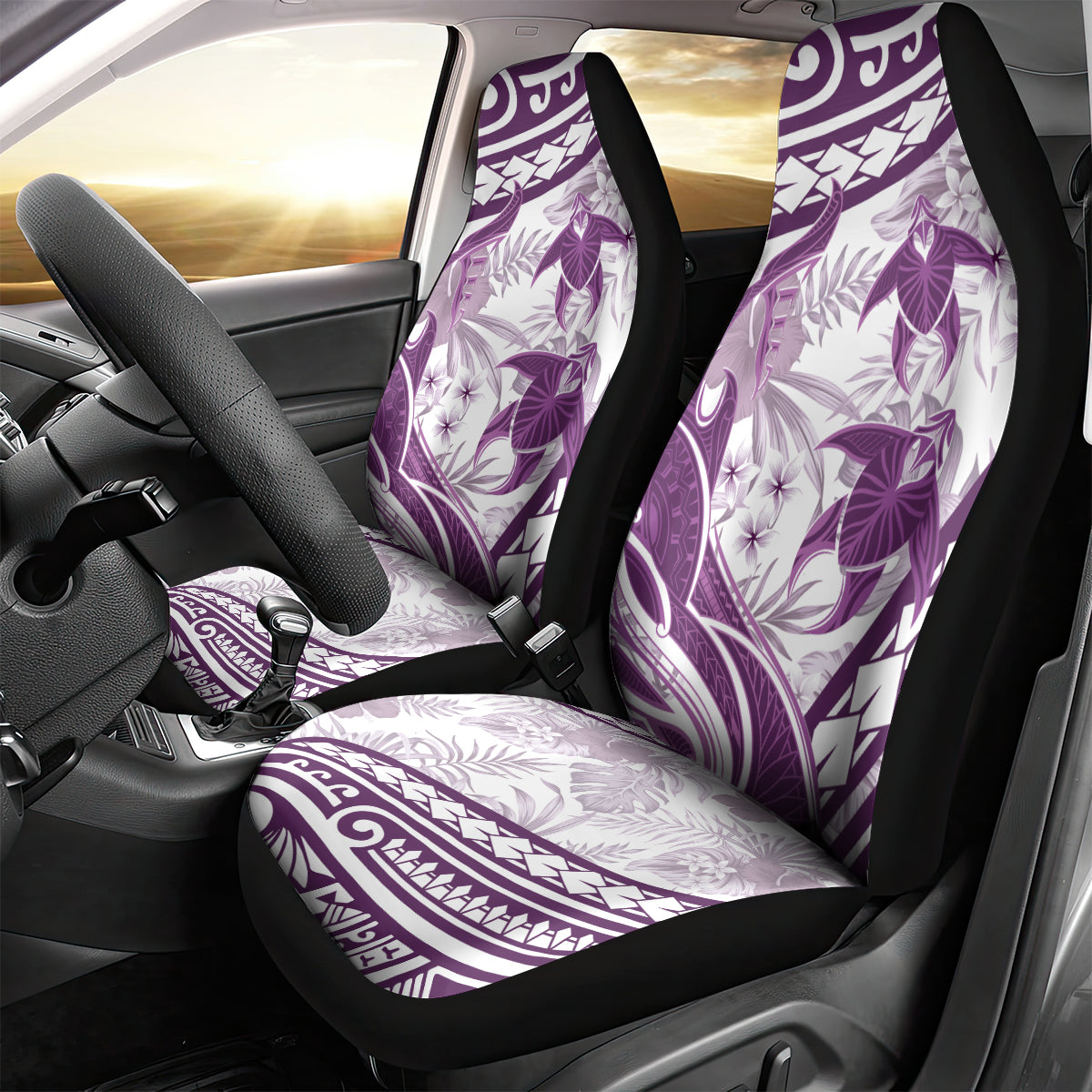 Purple Polynesia Car Seat Cover Polynesian Turtle Shark Tattoo Tropical Vintage