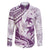 Purple Polynesia Family Matching Off Shoulder Long Sleeve Dress and Hawaiian Shirt Polynesian Turtle Shark Tattoo Tropical Vintage LT14 Dad's Shirt - Long Sleeve Purple - Polynesian Pride